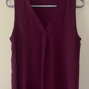 Entro MaroonSleeveless V Neck Top